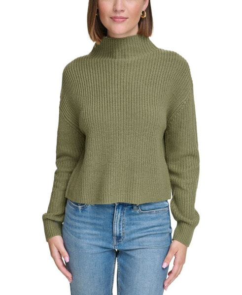 Women's Patched Mock Neck Sweater