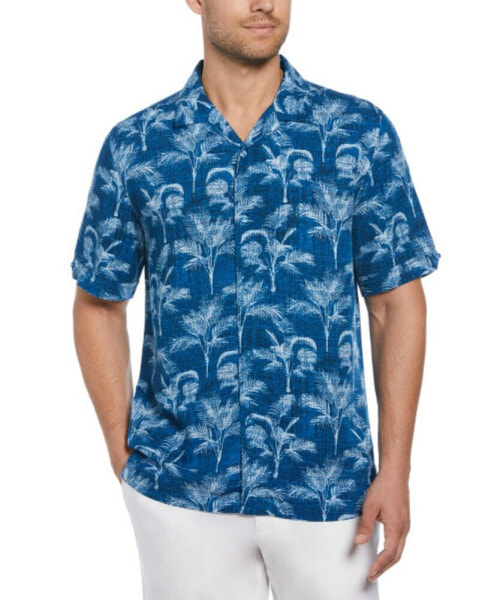 Men's Regular-Fit Textured Palm Tree Short-Sleeve Shirt