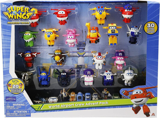 Super Wings Transform-a-Bots World Airport Crew Figures Collector Pack, 30 Packs 2 Inch Transforming Toys for 3+ Years Old Boy Girl, EC730660