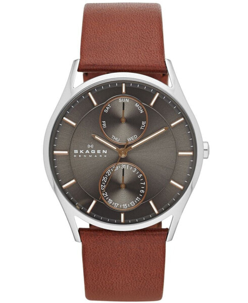 Часы Skagen Men's Holst Brown Leather Strap Watch 40mm