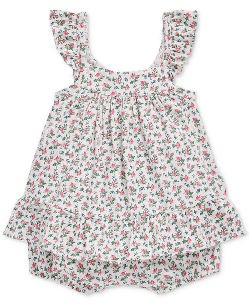 Baby Girls Floral Cotton Jersey Top & Bloomer Set