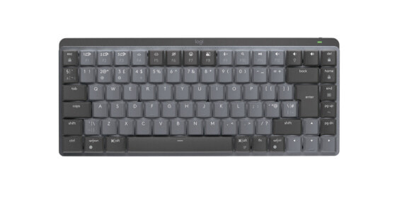 Logitech MX Mechanical Mini Minimalist Wireless Illuminated Keyboard - Tenkeyless (80 - 87%) - RF Wireless - Mechanical - QWERTY - LED - Graphite - Grey