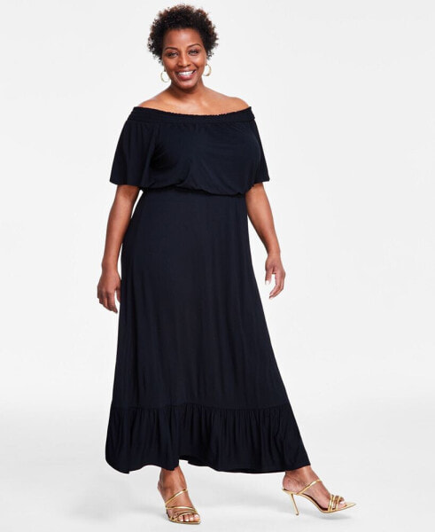 Plus Size Off-The-Shoulder Maxi Dress, Created for Macy's