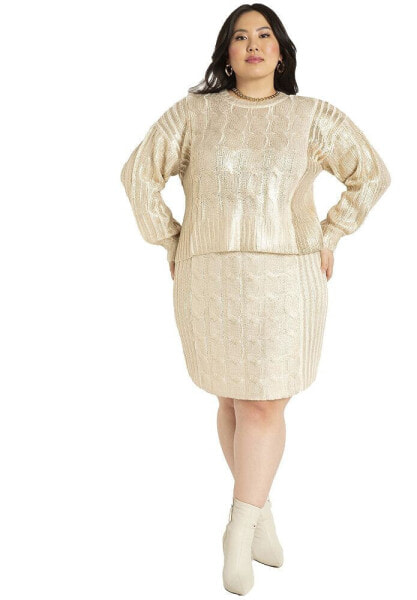 Plus Size Coated Sweater Skirt