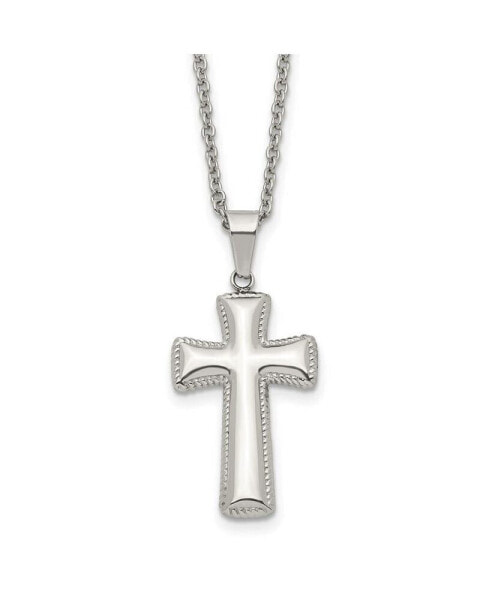 Polished Medium Pillow Cross Pendant on a Cable Chain Necklace