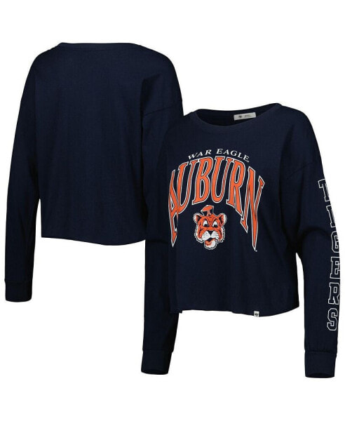 Women's Navy Auburn Tigers Parkway II Cropped Long Sleeve T-shirt