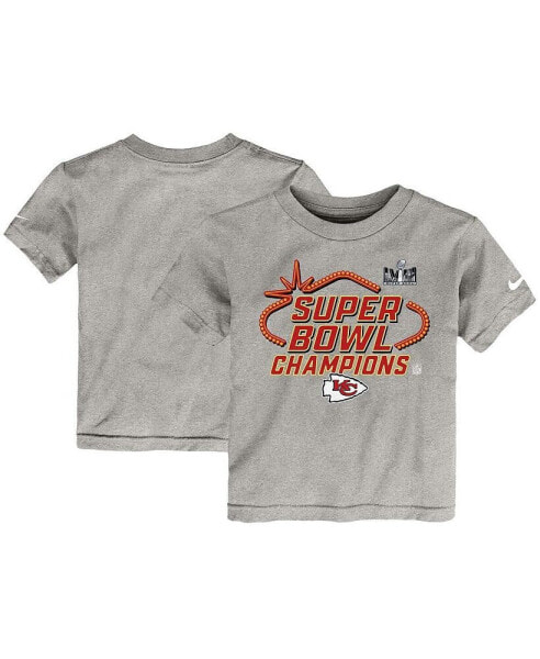 Toddler Boys and Girls Gray Kansas City Chiefs Super Bowl LVIII Champions Locker Room Trophy Collection T-shirt