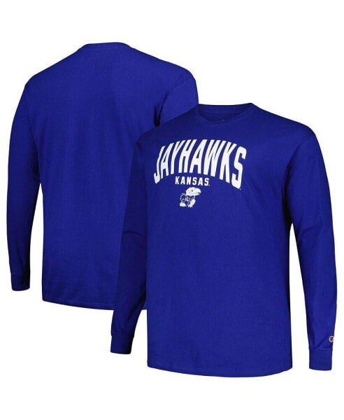 Men's Royal Kansas Jayhawks Big and Tall Arch Long Sleeve T-shirt