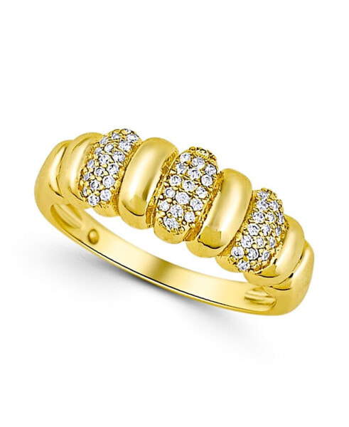 Cubic Zirconia Pave Ribbed Ring