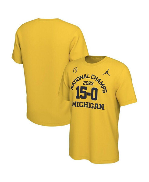 Men's Maize Michigan Wolverines College Football Playoff 2023 National Champions 15-0 T-shirt