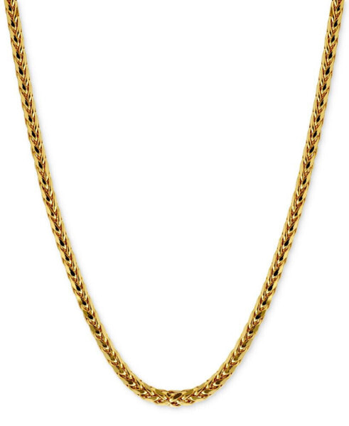 Polished Square Wheat 24" Chain Necklace (3mm) in 14k Gold