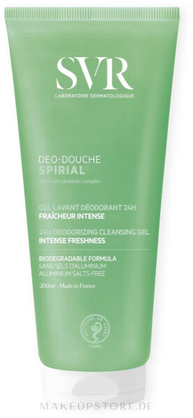 2in1 Shampoo und Duschgel gegen übermäßiges Schwitzen - SVR Spirial Deo-Douche Deodorizing Cleansing Gel 200 ml