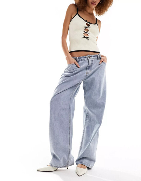 Lioness low rise baggy jeans in light blue wash