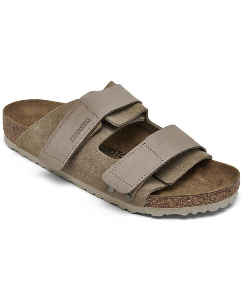 Men's Uji Nubuck Suede Leather Two-Strap Slip-On Sandals from Finish Line