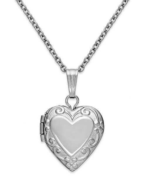 Macy's children's Embossed Heart Locket in Sterling Silver