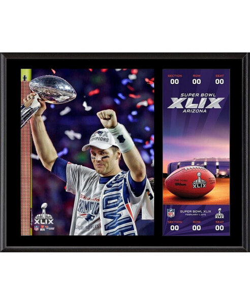 Tom Brady New England Patriots 12" x 15" Super Bowl XLIX Champions Sublimated Plaque with Replica Ticket