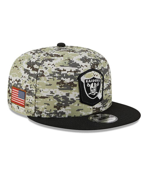 Men's Camo, Black Las Vegas Raiders 2023 Salute To Service 9FIFTY Snapback Hat