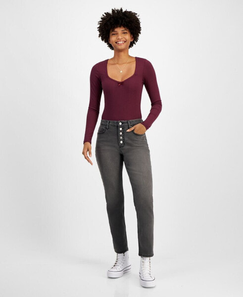 Juniors' High-Rise Straight-Leg Jeans