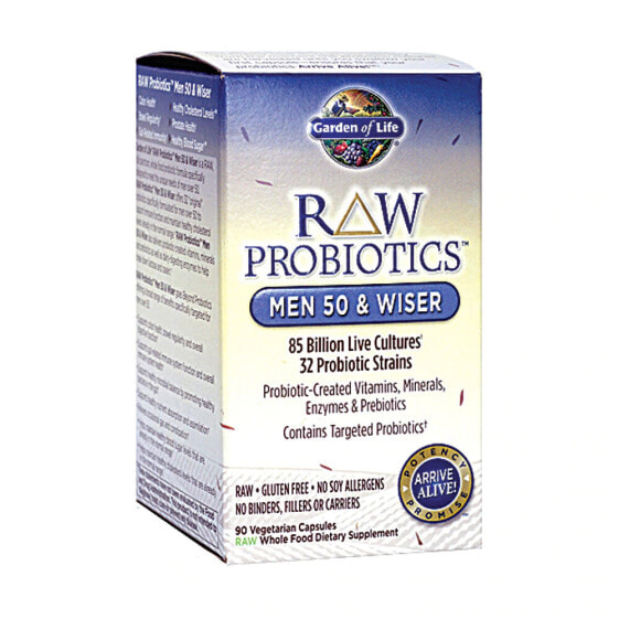 Garden of Life RAW Probiotics Men 50 and Wise Пробиотики для мужчин от 50 лет 85 млрд КОЕ 32 штамма 90 веганских капсул