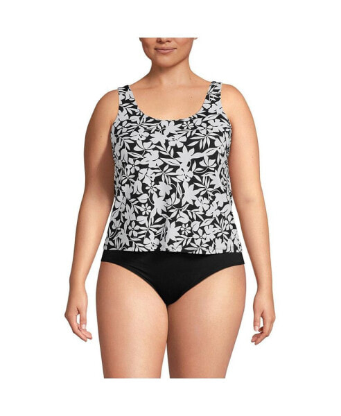 Women's Chlorine Resistant One Piece Scoop Neck Fauxkini Swimsuit