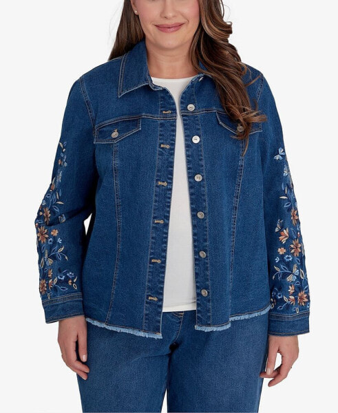 Plus Size Scottsdale Floral Embroidered Fringe Jacket