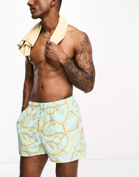 ASOS DESIGN swim shorts in short length in baroque print