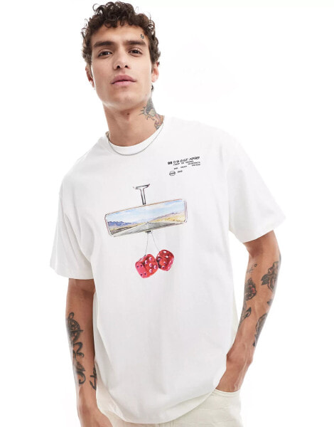 Bershka dice printed t-shirt in white