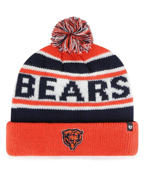 Big Boys Navy and Orange Chicago Bears Hangtime Cuffed Knit Hat with Pom