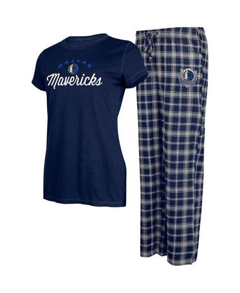Women's Navy, Gray Dallas Mavericks Arctic T-shirt and Flannel Pants Sleep Set
