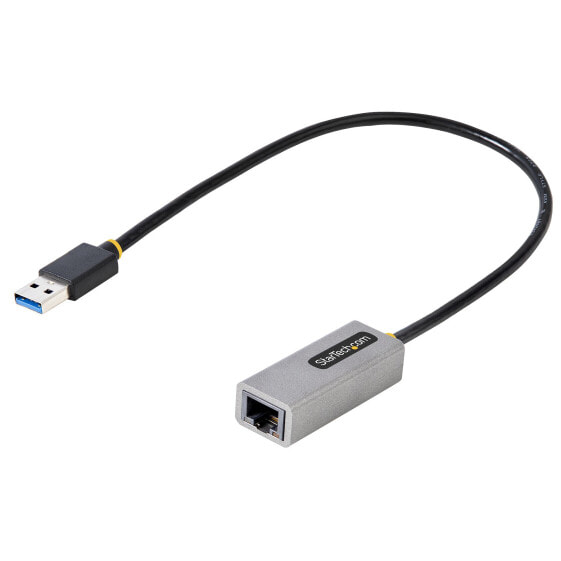 StarTech.com USB 3.0 to Gigabit Ethernet Network Adapter - 10/100/1000 Mbps - USB to RJ45 - USB 3.0 to LAN Adapter - USB 3.0 Ethernet Adapter (GbE) - 11in Attached Cable - Driverless Install - Wired - USB - Ethernet - 5000 Mbit/s - Grey