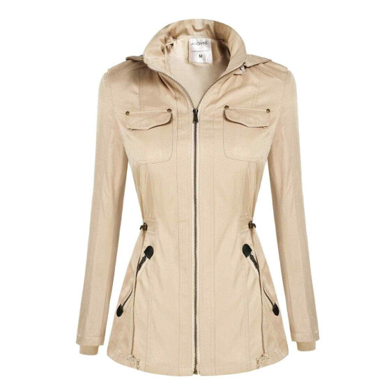 New Angvns Women Hooded Zipper Closure Windbreak Coat Size M