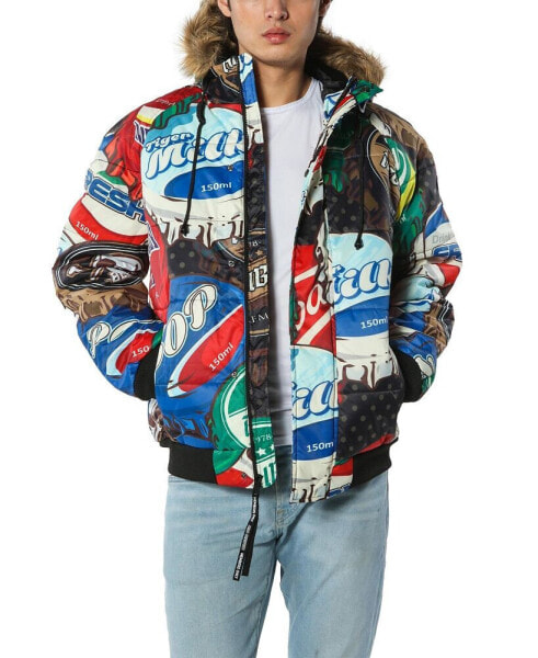 Men's Bottle Cap Print Jacket