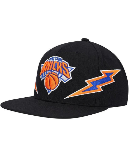 Men's Black New York Knicks Hardwood Classics Soul Double Trouble Lightning Snapback Hat