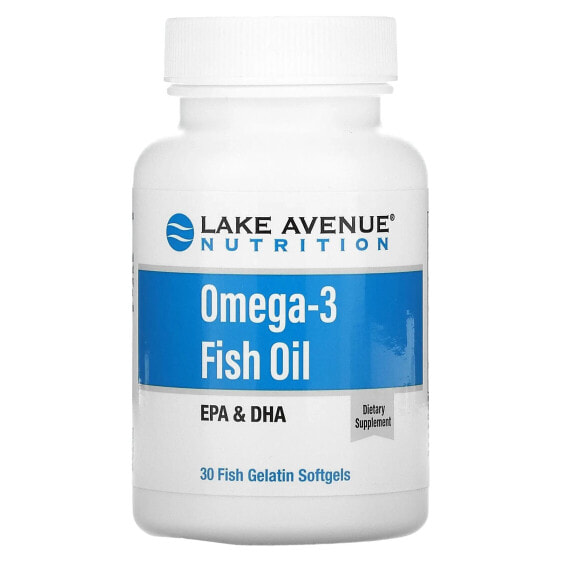 БАД Lake Avenue Nutrition Omega-3 Рыбий жир, 1250 мг, 30 капсул