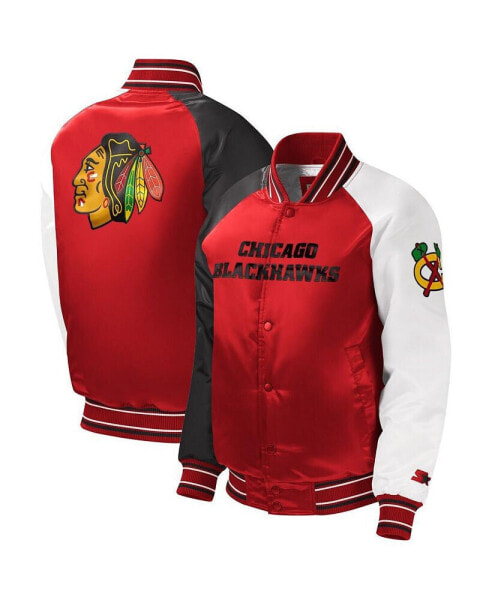 Big Boys Red Chicago Blackhawks Raglan Full-Snap Varsity Jacket