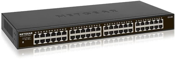 Netgear 24 Port Switch, Gigabit Ethernet LAN Plug and Play Network Switch, 48.3 cm Rack Mount, Energy-Efficient, Fan-Less Metal Housing, GS324
