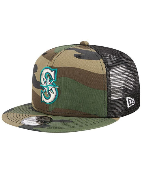 Men's Camo Seattle Mariners Woodland Camo Trucker 9FIFTY Snapback Hat