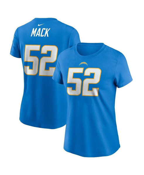 Women's Khalil Mack Powder Blue Los Angeles Chargers Player Name & Number T-shirt