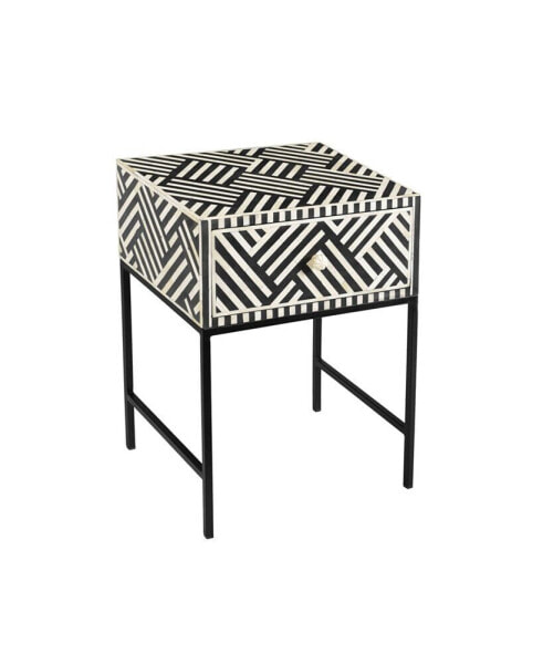 Noire Bone-Inlay Side Table