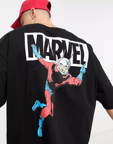 ASOS DESIGN oversized license t-shirt with Marvel Ant Man print in black - BLACK