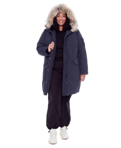 Plus Size Laurentian Long Parka Winter With Faux Fur Hood