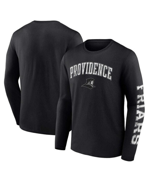 Men's Black Providence Friars Distressed Arch Over Logo Long Sleeve T-shirt