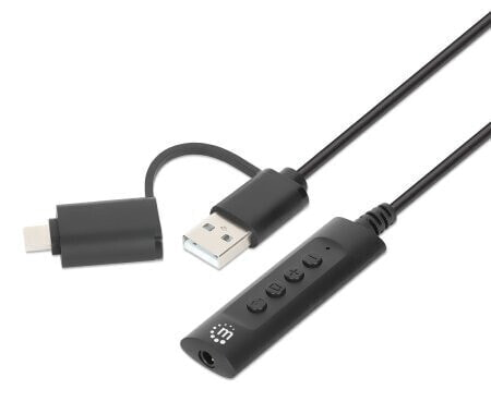 Аудиоадаптер Manhattan 2-в-1 USB-C & USB-A на 3,5 мм разъем типа C для аудио/мультимедиа