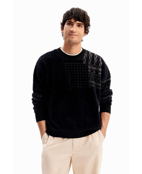 Men's Geometric patchwork pullover