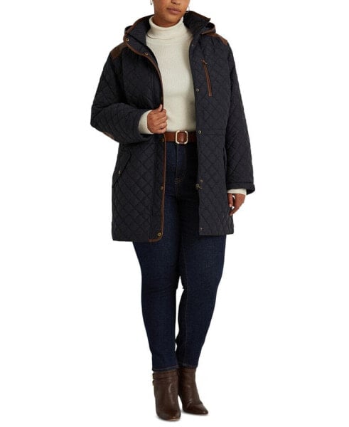 Women's Plus Size Hooded Quilted Coat, Created by Macy's