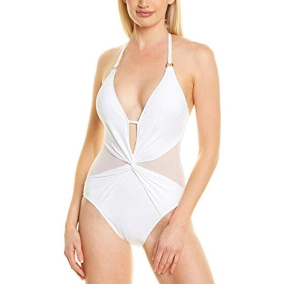 La Blanca Women's One Piece Swimsuit, White//Mesh-Merizing, 4