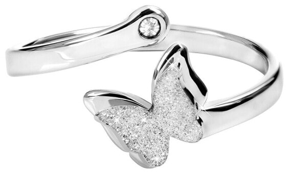 Романтическое стальное кольцо с бабочкой