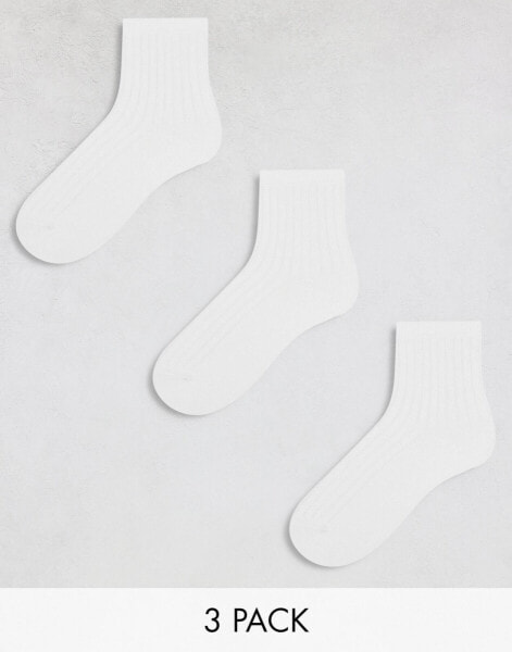 Weekday Bella 3-pack ribbed socks in white