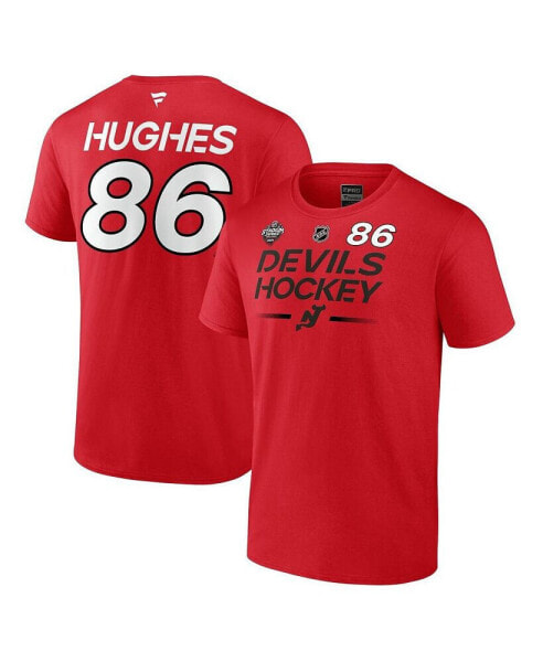 Men's Jack Hughes Red New Jersey Devils 2024 NHL Stadium Series Authentic Pro Name and Number T-shirt