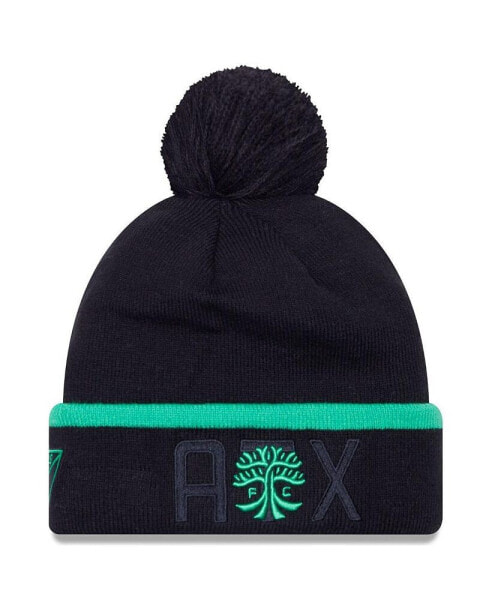 Men's Black Austin FC Wordmark Kick Off Cuffed Knit Hat with Pom